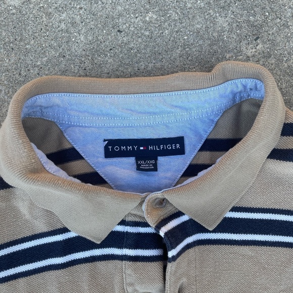 Tommy Hilfiger Men's Brown Striped Polo muscle Shirt - Picture 3 of 4